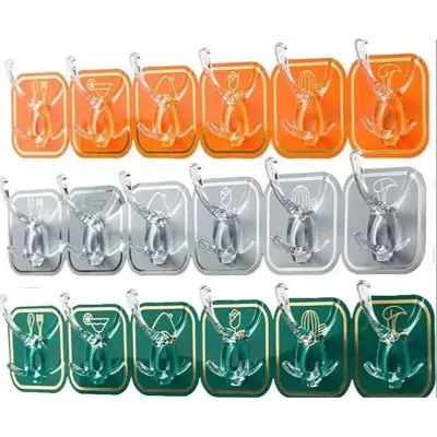Picture of Wall Hook Easy Installation Strong Adhesive Towel Hook Key Organizer Wall Hook 6 pcs set -1 set - Multicolor