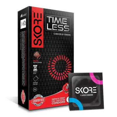 Picture of Skore Timeless Climax Delay Dotted & Ribbed Condom - 10's Pack
