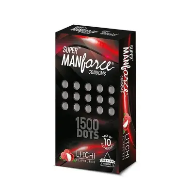 Picture of Manforce Super 1500 Dots Litchi Flavour Condom 10 Pcs