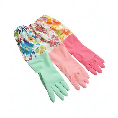 Picture of High Quality Multicolor Silicone Kitchen Hand Gloves for Dish Washing - 1 Pair - Multicolor