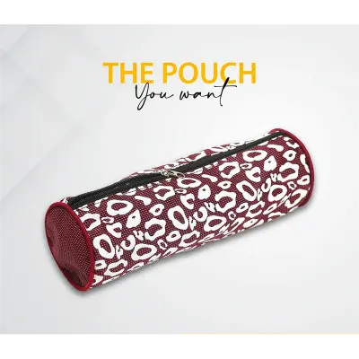 Picture of round Pouch Bag Maroon And White - Maroon