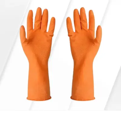 Picture of Rubber Safety Hand Gloves Kitchen & Multiple Use ( Orange )-1 Pair - Orange