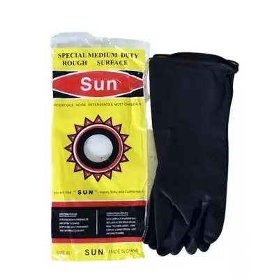 Picture of Rubber Safety Hand Gloves Kitchen & Multiple Use ( Black)- 1 Pair - Black