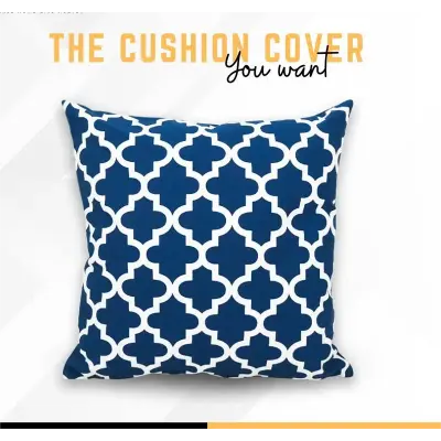 Picture of Cotton Cushion Cover Navy Blue & White 20″x20″ - Blue