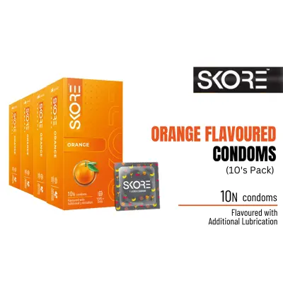 Picture of Skore Orange Flavoured Condom - 10 Pcs - Orange