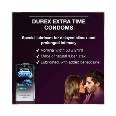 Picture of Durex Extra Time Condom -10 pcs - Black
