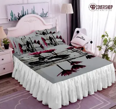 Picture of Bedsheet king size pillow cover and kolbalisher cover (shapla white,KING)