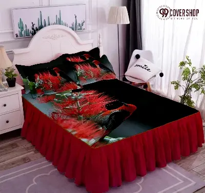 Picture of Bedsheet king size pillow cover and kolbalisher cover (bird red,KING)