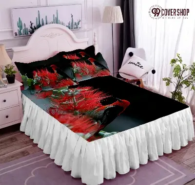 Picture of Bedsheet king size pillow cover and kolbalisher cover (bird white,KING)