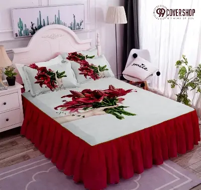 Picture of Bedsheet king size pillow cover and kolbalisher cover (red rojoni,KING)