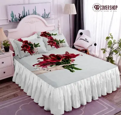 Picture of Bedsheet king size pillow cover and kolbalisher cover (White rojoni,KING)