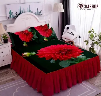 Picture of Bedsheet king size pillow cover and kolbalisher cover (Black dalia,KING)