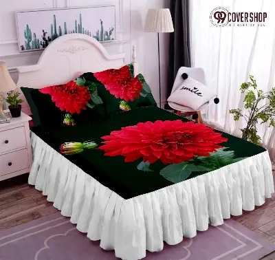 Picture of Bedsheet king size pillow cover and kolbalisher cover (White dalia,KING)