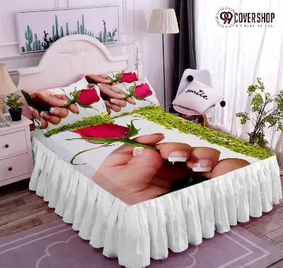 Picture of Bedsheet king size pillow cover and kolbalisher cover (Rose white,KING)