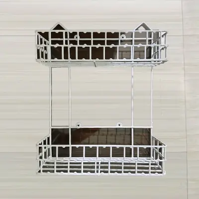 Picture of Keep Your Kitchen Organized With A 2-Layer Square Hanging Wall Storage Organizer Shelf/Rack - This Organizer Shelf/Rack Is Designed To Help You Keep Your Kitchen Tidy And Organized