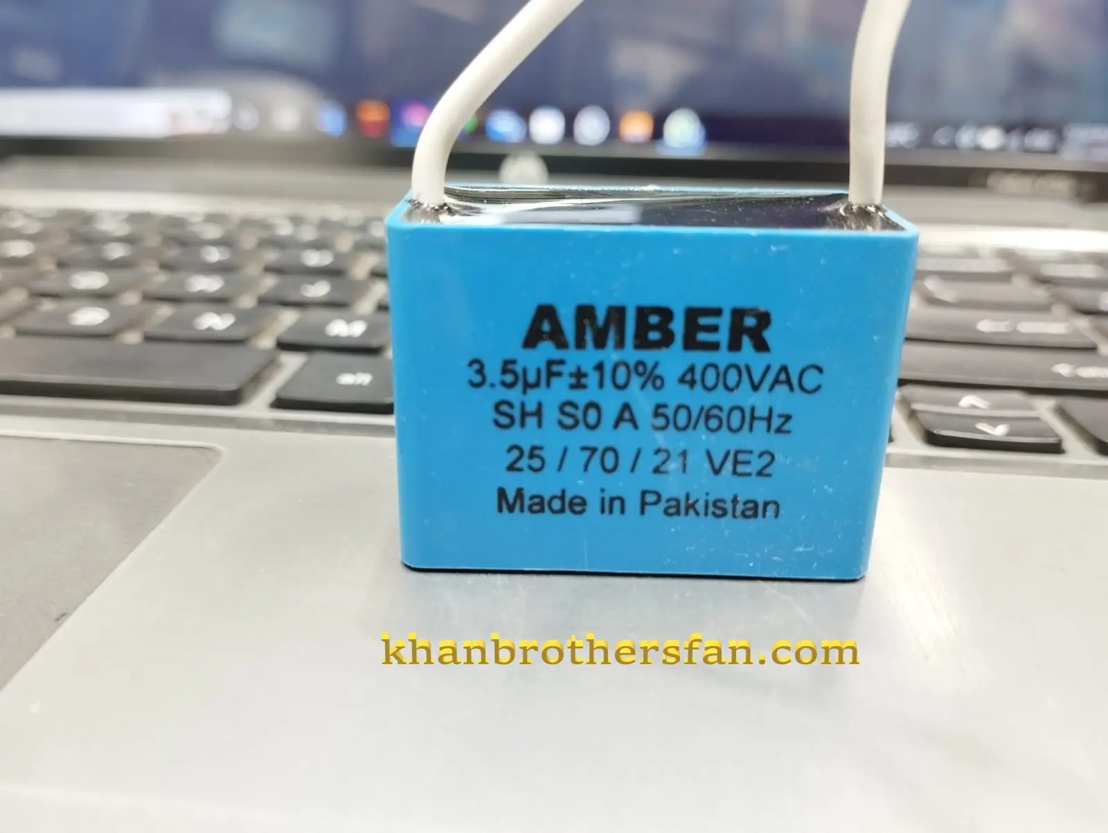 Picture of AMBER - Pakistani ceiling Fan Capacitor, 2.5uF or 3.5uF,  Made in Pakistan Blue