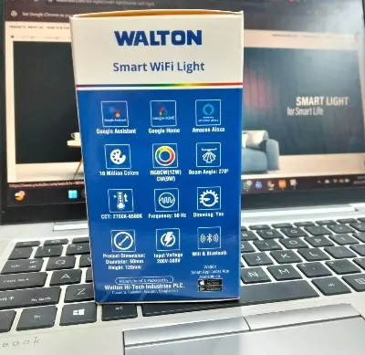 Picture of Walton Smart (wifi) LED bulb 12watt, 16 MILLION COLORS, CHANGING WATT FROM 0.5W-11.5W - Voice Control, Google Assistant and Alexa Support 