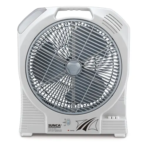 Picture of Sunca sf-399A , 14-Inch Rechargeable Box Fan With Bright Led Lights And Double Battery For Comfort During Hot Days White