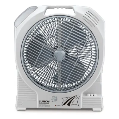 Picture of Sunca sf-399A , 14-Inch Rechargeable Box Fan With Bright Led Lights And Double Battery For Comfort During Hot Days White