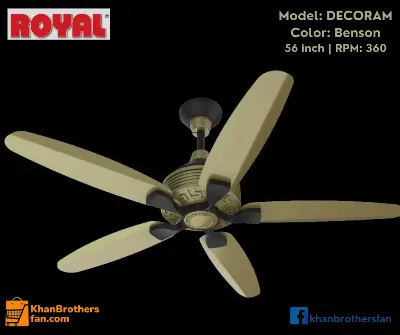 Picture of Royal Decoram 56 inch Luxarious 5 blades Ceiling fan, Rpm 360, Made in Pakistan