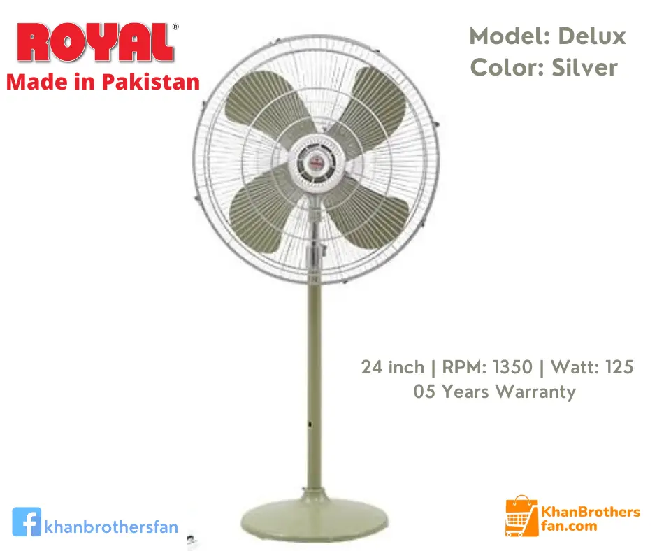 Picture of Royal 24 inch Pedestal/Stand Fan, Model: Delux, RPM: 1350, Watt: 125, Made in Pakistan