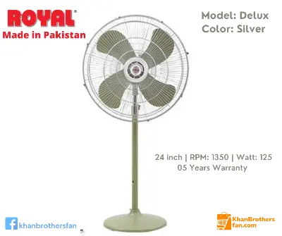 Picture of Royal 24 inch Pedestal/Stand Fan, Model: Delux, RPM: 1350, Watt: 125, Made in Pakistan