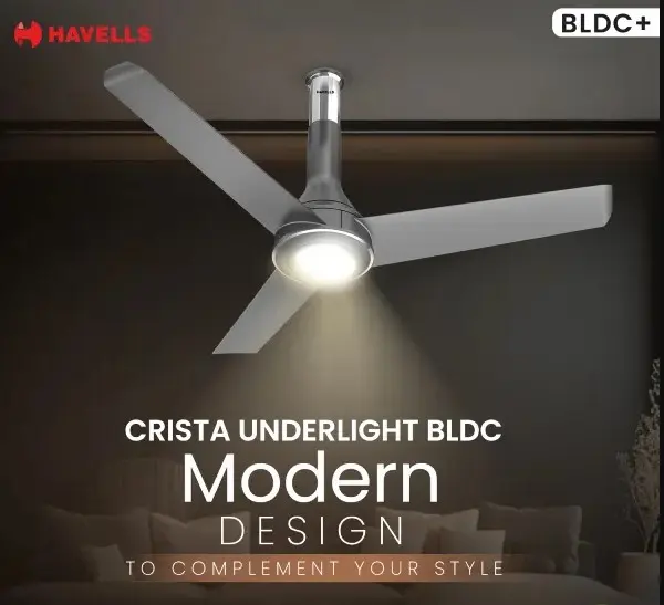 Picture of Havells Crista Underlight BLDC Ceiling fan, Size: 1200mm, Smart IOT supported, with RF Remote