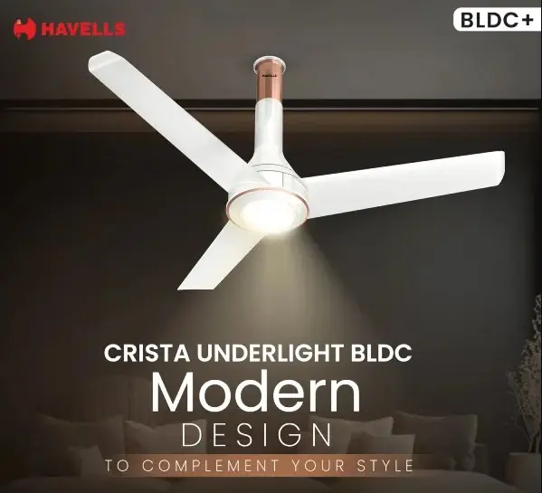 Picture of Havells Crista Underlight BLDC Ceiling fan, Size: 1200mm, Smart IOT supported, with RF Remote