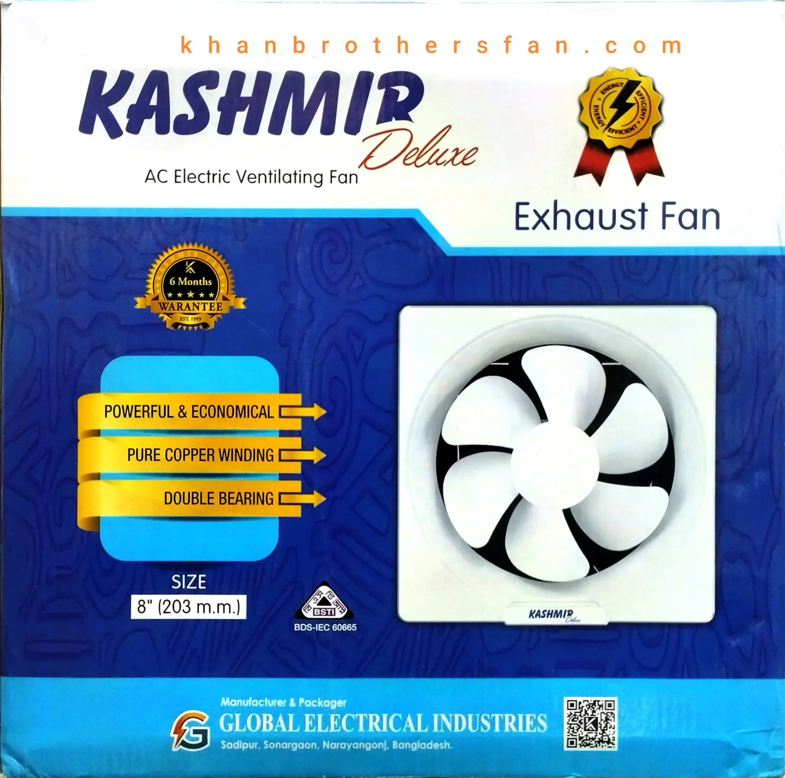 Picture of Kashmir Exhaust fan, Size: 6"/8"/10" and 12", Pure copper wire motor, Premium Quality Exhaust fan