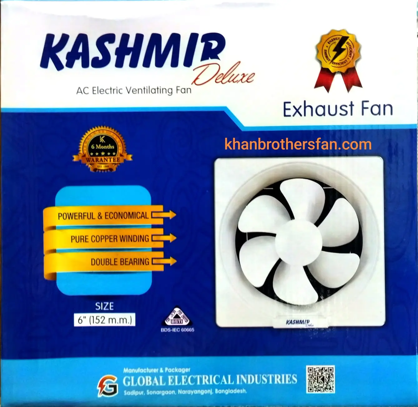 Picture of Kashmir Exhaust fan, Size: 6"/8"/10" and 12", Pure copper wire motor, Premium Quality Exhaust fan