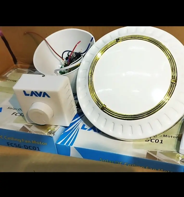 Picture of LAVA Dc 56 inch Solar ceiling fan with Regulator, Only 24w. 12v for DC White