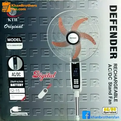 Picture of Defender 5968HRSW 18 inch Full Stand Rechargeable fan with Remote and Digital Display, Dual Battery 6v 4.5Ah