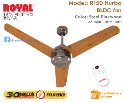 Picture of Royal iTurbo BLDC Ceiling Fan 56 Inch | Model: RL-150 | 30 Watt Energy Saving Fan | iTurbo Mode | Remote Control | 4KV Surge Guard