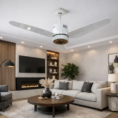 Picture of Royal AC/DC Rechargeable Ceiling Fan 56 Inch | Inverter Fan | 12V Battery | 350 RPM | Fast Charging | Made in Pakistan Off White