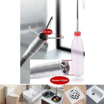 Picture of Drain Cleaner with Hook - Cleaning Tool to Remove Hair from the Sink - Drain Cleaner and Bathroom and Kitchen Pipes (160 cm) (Black)