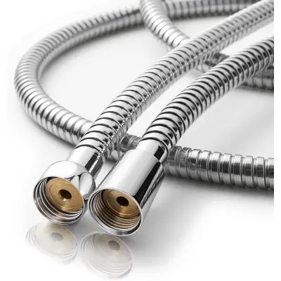 Picture of Shower Hose, 48 Inch Bidet Hose High Pressure Explosion Proof Toilet Hose for Bidet Sprayer Stainless Steel Electroplating Handheld Shower Hose Flex Hoses with Woven Inner Tube, Chrome (Silver)