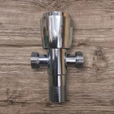 Picture of 1/2 Inch 3 Way/2in one Angel valve/ Shower Diverter Valve, Brass Body, Globe Valve, Bathtub & Shower Diverter, Chrome & Brass Finish (Silver)