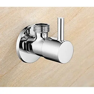 Picture of Brass Handel Angle Cock for Bathroom Angle Valve for Bathroom Angle Wall for Bathroom Angle Cocke for wash Basin Brass Angle Valve for wash Basin -1 Pcs (Silver)
