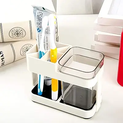 Picture of Toothbrush Holders for Bathroom - Durable and Sturdy Brush Holder, Multipurpose Toothbrush Holder - Perfect for Home Use (1 Cup Holder) (White)