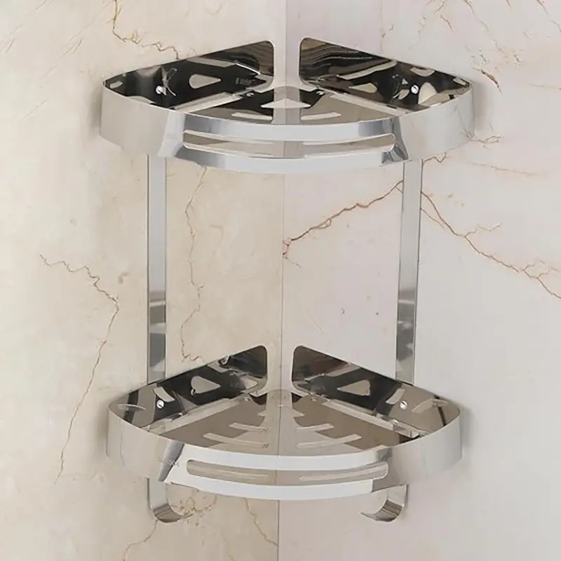 Picture of Household Ss Bathroom Wall Mount Mount Metal Basket Triangle Rack Holder Shampoo Shower Shower Shower Shower Shower Shower Ss Triangle 2 Layer