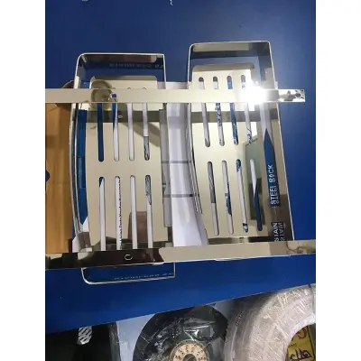 Picture of Wall Mounted Storage Shelves Racks | Stainless Steel Bathroom/Toilet Double Layer Shelf | Toilet Shampoo Soap Shower Holder (Double Layer with Hook) - bathroom accessories