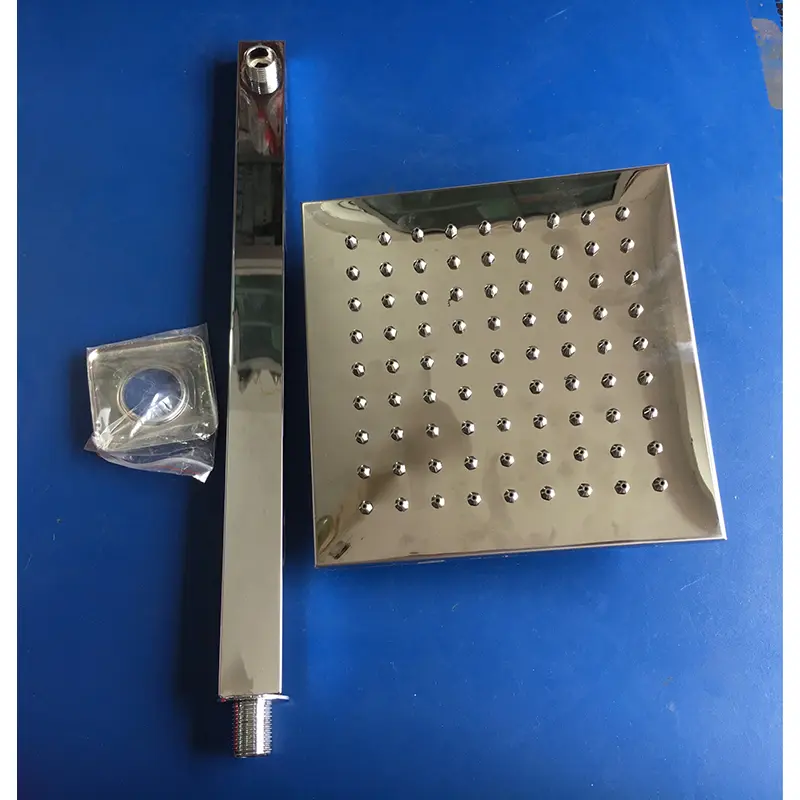 Picture of 8” shower head and 20” arm full stainless steel rainfall shower set with anti blocking stainless steel nozzle (Silver)