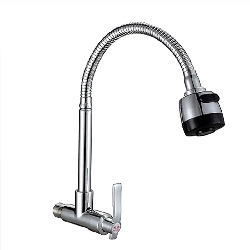 Picture of Faucets,Bathroom Faucet,Into The Wall Water-Tap Can Spin Mop Pool Single Cold Taps Kitchen Hang on The Wall Sink Faucets Basin Faucet, Sink Faucet,Copper Wall-Mounted Bathroom Faucet/Sier (Silver)