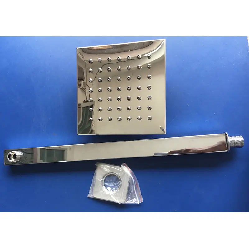 Picture of 8” shower head and 20” arm full stainless steel rainfall shower set with anti blocking stainless steel nozzle (Silver)