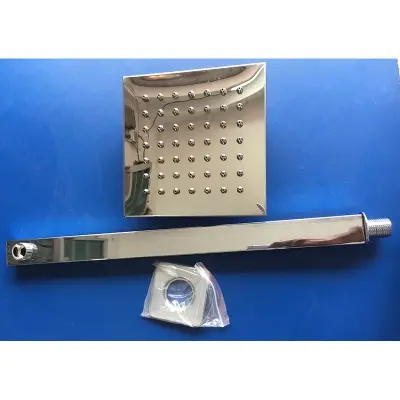 Picture of 8” shower head and 20” arm full stainless steel rainfall shower set with anti blocking stainless steel nozzle (Silver)