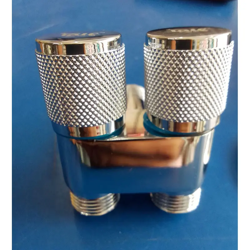 Picture of 1 in 2 Out Dual Control Valves for Washing Machine - Bathroom Faucet, & Pull Out Sprayer, Accessory for Easy Temperature & Flow Control, Bathroom Upgrade2 in one silver