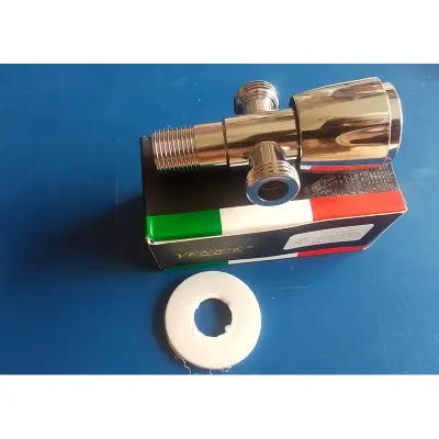 Picture of 1/2 Inch 3 Way/2in one Angel valve/ Shower Diverter Valve, Brass Body, Globe Valve, Bathtub & Shower Diverter, Chrome & Brass Finish (Silver)