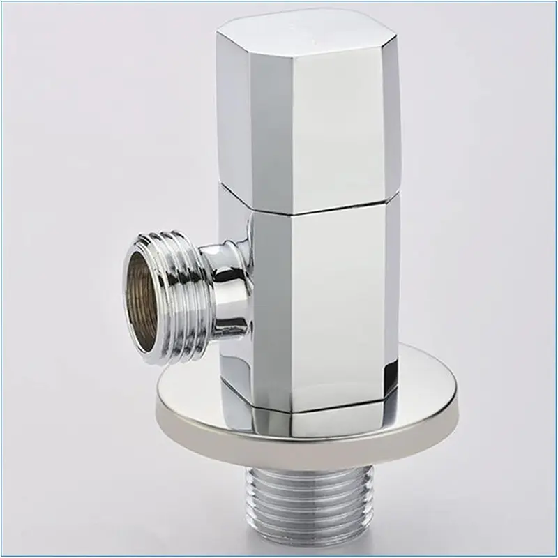 Picture of Valve 1pcs Brass Angle Valve Bathroom Cold Hot Shut Off Water Angle Stop Valve for Faucet and Toilet Kitchen Wall Mounted G 1/2 Threaded Strong and Sturdy (Color : Chrome) (Silver)