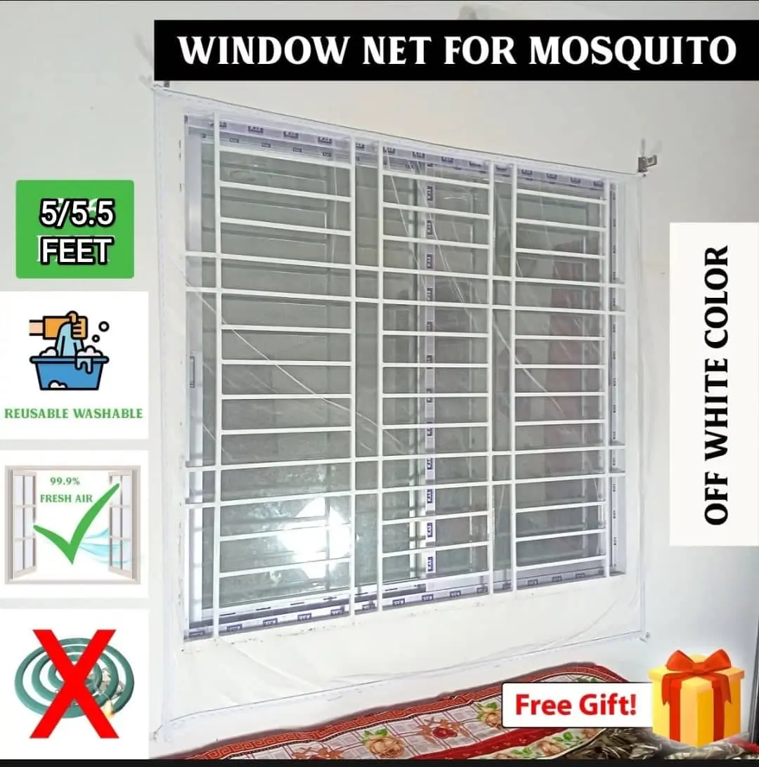 Picture of Window Anti Mosquito Net/ Anti-Insect Fly Bug Mosquito Net/ Best Quality Mosquito Net For 5/6 Feet Window - পর্দা White
