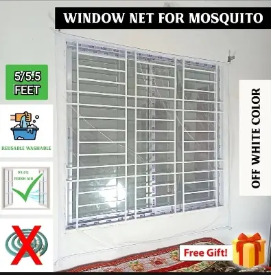 Picture of Window Anti Mosquito Net/ Anti-Insect Fly Bug Mosquito Net/ Best Quality Mosquito Net For 5/6 Feet Window - পর্দা White
